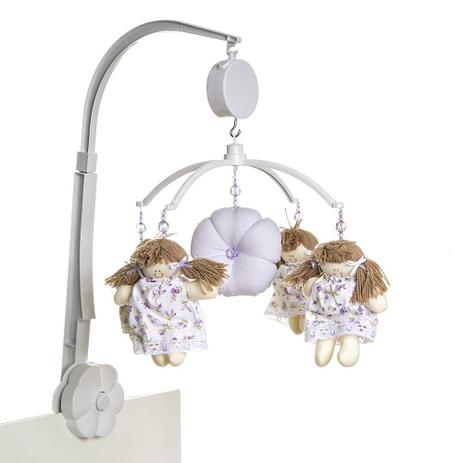 Móbile Musical Bonequinha Lilás Quarto Bebê Menina - Potinho de mel Menor preço em Móbile Musical Bonequinha Lilás Quarto Bebê Menina - Potinho de mel