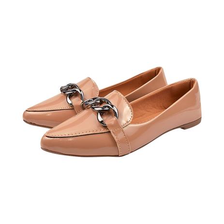 Mocassim Feminino Bico Fino Detalhe em Corrente Nude Verniz - MARCELO  CALÇADOS - Moda Feminina - Magazine Luiza