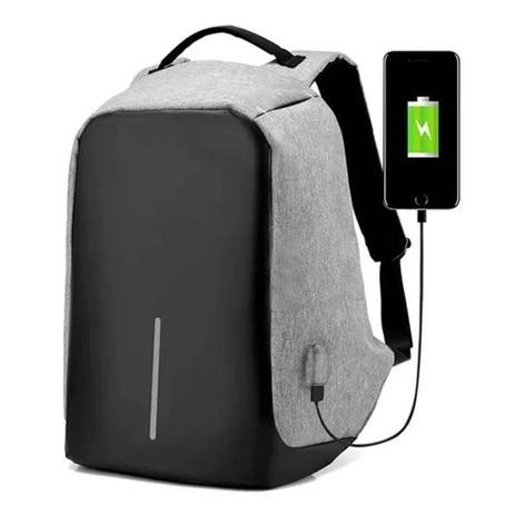 Mochila Anti-furto Cinza Compartimento Para Notebook Laptop Saída USB Carregamento De Dispositivos - Thata esportes Menor preço em Mochila Anti-furto Cinza Compartimento Para Notebook Laptop Saída USB Carregamento De Dispositivos - Thata esportes
