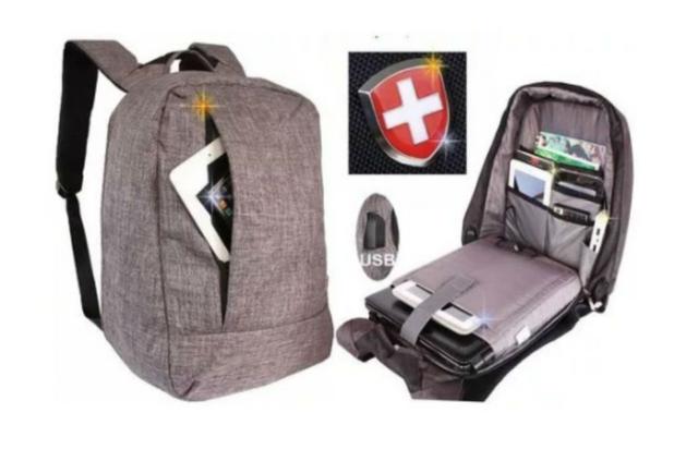 Mochila Antifurto Para Notebook Swissland - Impermeável USB - Original - Cinza Menor preço em Mochila Antifurto Para Notebook Swissland - Impermeável USB - Original - Cinza