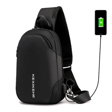 Mochila Bolsa Mala Transversal Anti Furto Cross Body USB Tablet Alça Única - Thata Esportes Menor preço em Mochila Bolsa Mala Transversal Anti Furto Cross Body USB Tablet Alça Única - Thata Esportes