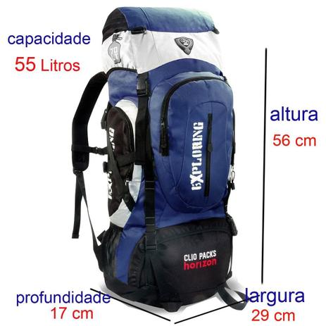 Mochila Camping Trilha 55 Litros MC5389 Clio Style - Azul Menor preço em Mochila Camping Trilha 55 Litros MC5389 Clio Style - Azul