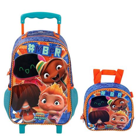 Mochila com Rodinhas Mini Beat Power Rockers e Lancheira Azul - Xeryus Menor preço em Mochila com Rodinhas Mini Beat Power Rockers e Lancheira Azul - Xeryus