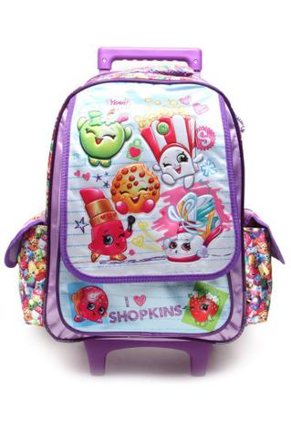 Mochila com Rodinhas Shopkins Selfie Roxa Menor preço em Mochila com Rodinhas Shopkins Selfie Roxa