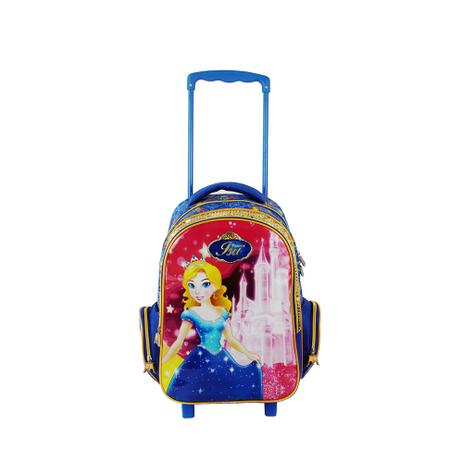 Menor preço em Mochila de rodinha princesa isa, 2 compartimentos e bolsos laterais -  azul - Salon line