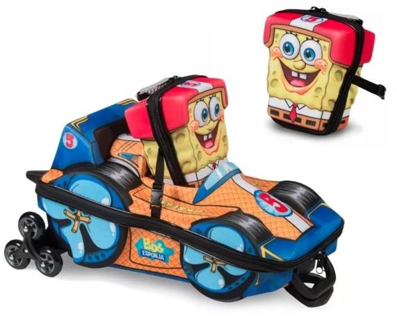 Menor preço em Mochila e Lancheira Infantil Escolar Formato 3D Bob Esponja Formula 1 - Maxtoy