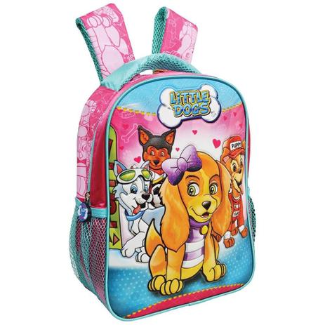 Mochila Escolar Bow Little Dogs Feminino Grande - Rosa/Azul Menor preço em Mochila Escolar Bow Little Dogs Feminino Grande - Rosa/Azul