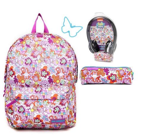 Mochila Escolar Feminina Estojo Estampado Fone Bob Esponja Poliéster DMW - Dermiwil Menor preço em Mochila Escolar Feminina Estojo Estampado Fone Bob Esponja Poliéster DMW - Dermiwil