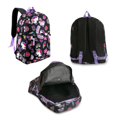 Mochila Escolar Juvenil Unicórnio Preta MF9109 Clio Preta Menor preço em Mochila Escolar Juvenil Unicórnio Preta MF9109 Clio Preta