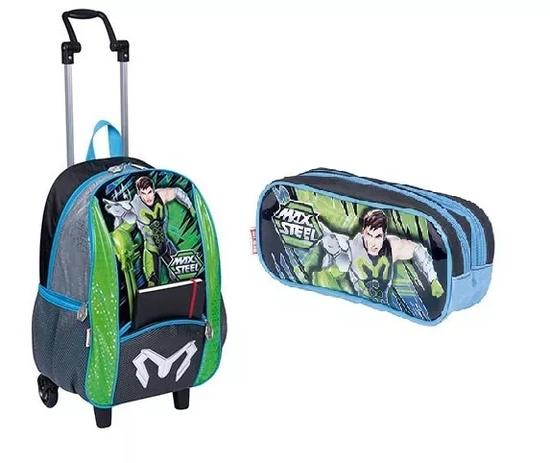 Mochila Escolar Max Steel Tam G Rodinhas 18y + Estojo 2018 - Sestini Menor preço em Mochila Escolar Max Steel Tam G Rodinhas 18y + Estojo 2018 - Sestini