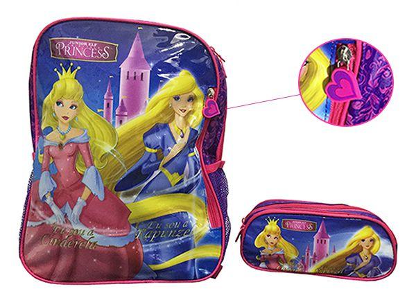 Mochila Escolar Princess Com Estojo Infantil para Crianca (EI31004PR / IS31001PR) - Luxcel Menor preço em Mochila Escolar Princess Com Estojo Infantil para Crianca (EI31004PR / IS31001PR) - Luxcel