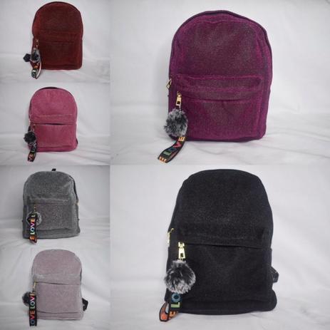 Mochila Feminina Com Pompom Brilhosa Glitter Lurex mode iponivil para entrega 2034 - CHL Menor preço em Mochila Feminina Com Pompom Brilhosa Glitter Lurex mode iponivil para entrega 2034 - CHL