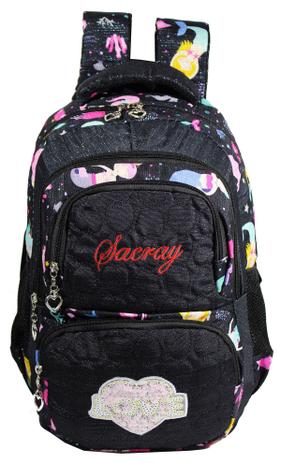 Mochila Feminina Sereia Infantil Juvenil Escolar Sarcray 17612 Preta - Yepp  - Mochila Infantil - Magazine Luiza