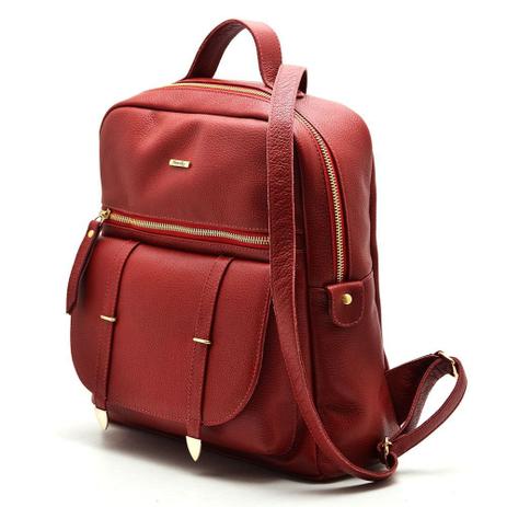Mochila Hendy Bag Couro Vermelha Menor preço em Mochila Hendy Bag Couro Vermelha