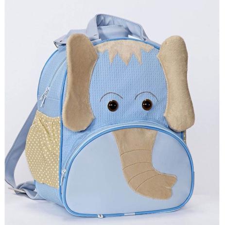 Mochila Infantil Elefante Azul G - Sônia enxovais Menor preço em Mochila Infantil Elefante Azul G - Sônia enxovais