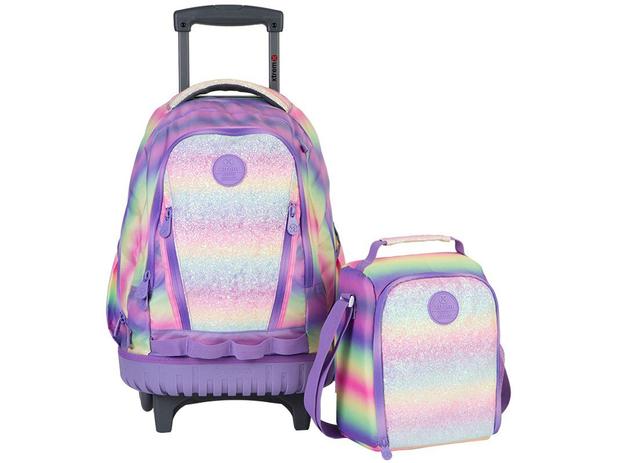 Kit Mochila Infantil Unicornio Escolar Original Lilas Tam G Com Lancheira Termica Seanite