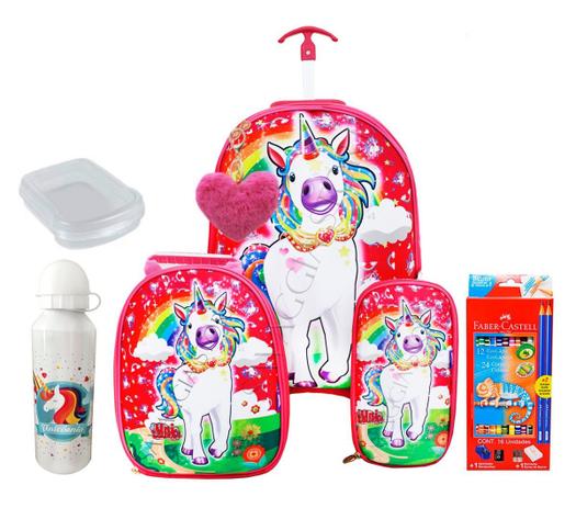 Mochila Infantil Escolar Feminina Estampa Unicórnio + Kit - Vozz Menor preço em Mochila Infantil Escolar Feminina Estampa Unicórnio + Kit - Vozz