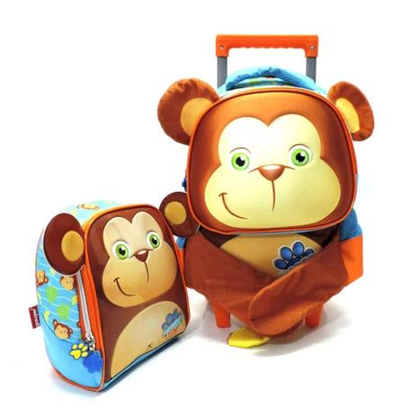 Mochila Infantil Macaquinho Bichinhos Zoo Rodinhas M + Lancheira - Gosuper Menor preço em Mochila Infantil Macaquinho Bichinhos Zoo Rodinhas M + Lancheira - Gosuper