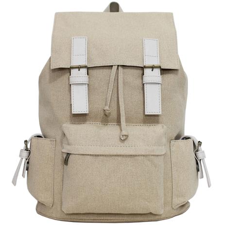 Mochila Lennas Lona Vintage Cor: Bege Menor preço em Mochila Lennas Lona Vintage Cor: Bege