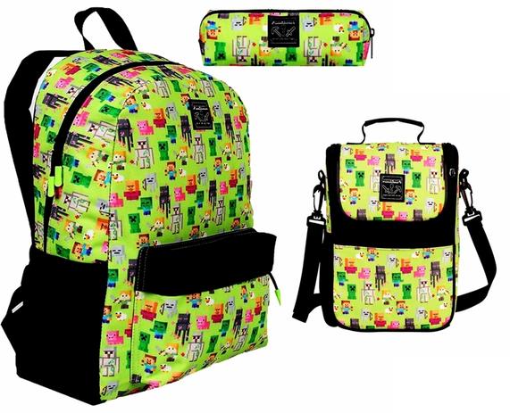 Mochila Minecraft Escolar Costas Menina Kit Lancheira Estojo - Xeryus Menor preço em Mochila Minecraft Escolar Costas Menina Kit Lancheira Estojo - Xeryus