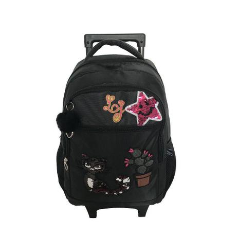 Mochila Rodinha Juvenil Lili July Preto Ljc3U01 Gato Vaso - Santino Menor preço em Mochila Rodinha Juvenil Lili July Preto Ljc3U01 Gato Vaso - Santino