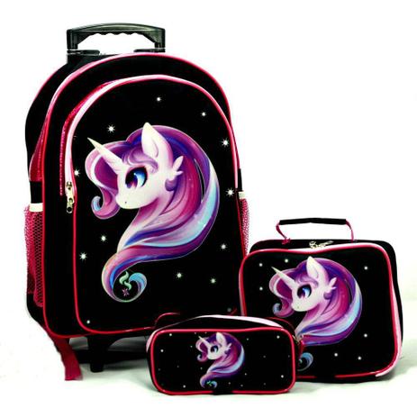 Mochila Unicornio Rodinhas Brilho Pink Glitter Lancheira Estojo Kit - XFping Menor preço em Mochila Unicornio Rodinhas Brilho Pink Glitter Lancheira Estojo Kit - XFping