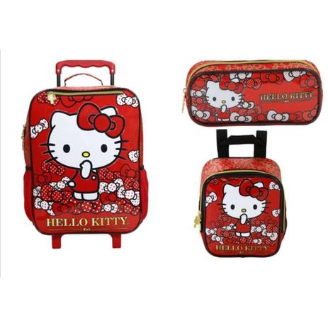 Mochilas Rodinhas Hello Kitty Bow Lancheira Estojo Xeryus G Menor preço em Mochilas Rodinhas Hello Kitty Bow Lancheira Estojo Xeryus G