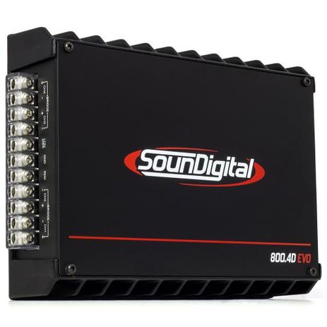 Módulo Amplificador SounDigital SD800 4D2 EVO 800W RMS 4 Canais 2 Ohms Menor preço em Módulo Amplificador SounDigital SD800 4D2 EVO 800W RMS 4 Canais 2 Ohms
