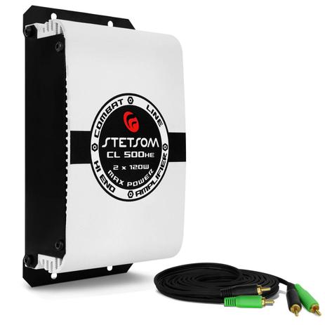 Módulo Amplificador Stetsom CL500HE 120W RMS 2 Canais 2 Ohms + Cabo RCA 4mm 5m - Prime Menor preço em Módulo Amplificador Stetsom CL500HE 120W RMS 2 Canais 2 Ohms + Cabo RCA 4mm 5m - Prime