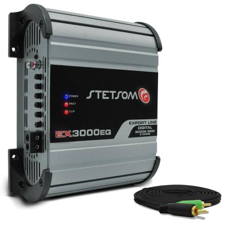 Módulo Amplificador Stetsom Export Line 3000W RMS 1 Canal 2 Ohms + Cabo RCA 5 Metros Preto - Prime Menor preço em Módulo Amplificador Stetsom Export Line 3000W RMS 1 Canal 2 Ohms + Cabo RCA 5 Metros Preto - Prime