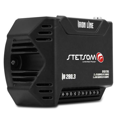 Módulo Amplificador Stetsom Iron Line IR 280.3 280W RMS 3 Canais Digital Mono e Estéreo Menor preço em Módulo Amplificador Stetsom Iron Line IR 280.3 280W RMS 3 Canais Digital Mono e Estéreo