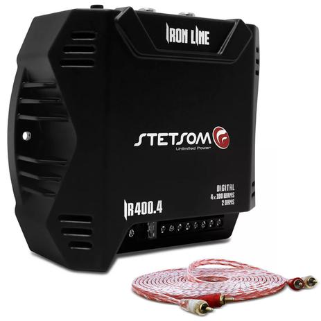 Módulo Amplificador Stetsom Iron Line IR 400.4 400W RMS 4 Canais 2 Ohms + Cabo RCA Stetsom 5M 2mm - Prime Menor preço em Módulo Amplificador Stetsom Iron Line IR 400.4 400W RMS 4 Canais 2 Ohms + Cabo RCA Stetsom 5M 2mm - Prime
