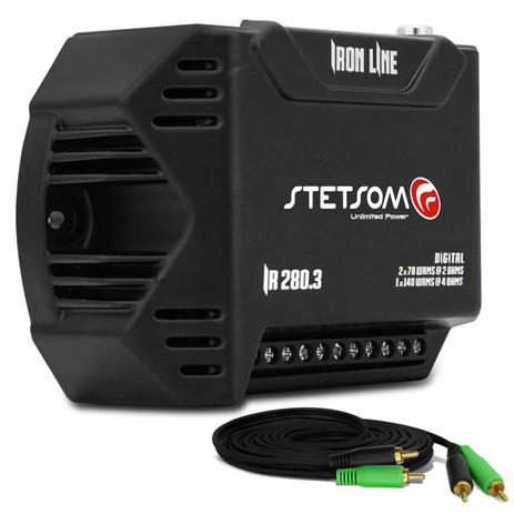 Módulo Amplificador Stetsom Iron Line IR280.3 280W RMS 3 Canais 2 Ohms Digital + Cabo RCA 4mm 5m - Prime é boa?