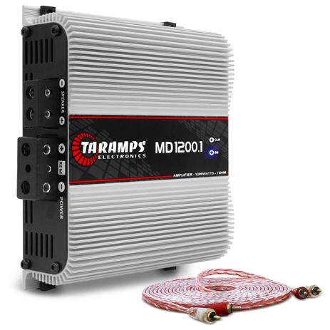 Módulo Amplificador Taramps MD 1200.1 1200W RMS 1 Canal 1 Ohm Classe D + Cabo RCA Stetsom 5M 2mm² - Prime Menor preço em Módulo Amplificador Taramps MD 1200.1 1200W RMS 1 Canal 1 Ohm Classe D + Cabo RCA Stetsom 5M 2mm² - Prime