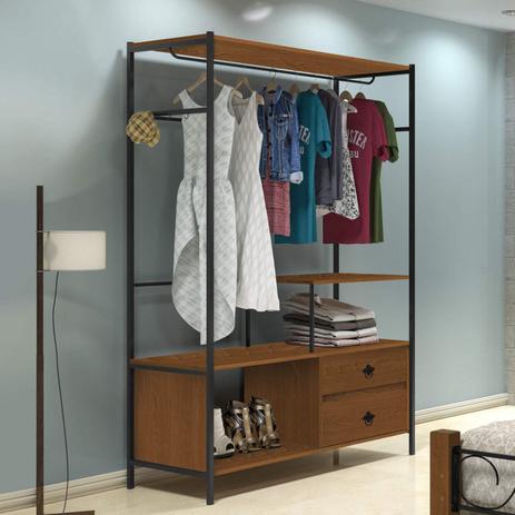 Módulo Closet 2 Gavetas e Cabideiro Rustic Florença Siena Móveis Canela/Preto é boa?