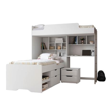 Modulo Office New C/ Cama C/ Gaveta C/ Criado 227866 L: 197 x A: 276 x P: 244 Branco Santos Andira Menor preço em Modulo Office New C/ Cama C/ Gaveta C/ Criado 227866 L: 197 x A: 276 x P: 244 Branco Santos Andira