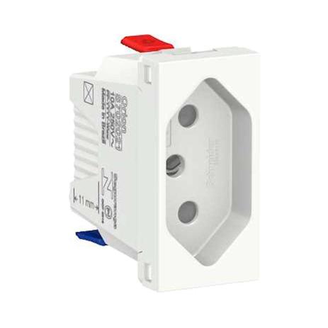 Módulo tomada Br 2Pt 10A 250V borne automático 1 módulo branco Schneider Menor preço em Módulo tomada Br 2Pt 10A 250V borne automático 1 módulo branco Schneider