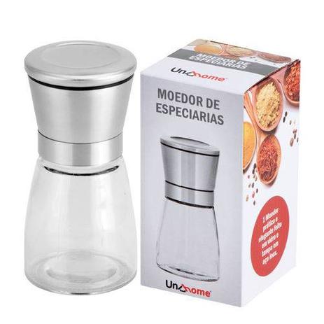 Moedor de pimenta e especiarias em vidro e inox - Unhome Menor preço em Moedor de pimenta e especiarias em vidro e inox - Unhome