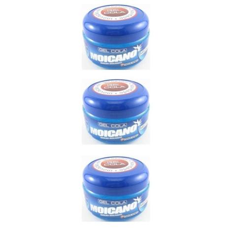 Moicano Gel Cola S/ Álcool Azul 250g (Kit C/03) Menor preço em Moicano Gel Cola S/ Álcool Azul 250g (Kit C/03)