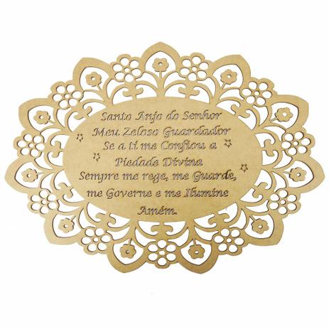 Moldura em MDF Oval Oração Santo Anjo do Senhor 40x29cm Margarida - Palácio da Arte Menor preço em Moldura em MDF Oval Oração Santo Anjo do Senhor 40x29cm Margarida - Palácio da Arte