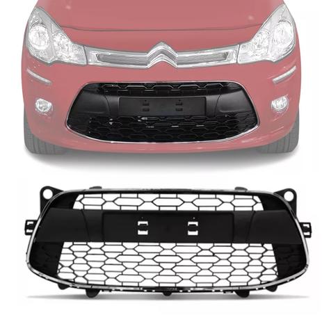 Menor preço em Moldura Grade Central do Parachoque Citroen C3 2013 2014 2015 2016 2017 2018 com Friso Cromado - Gg componentes