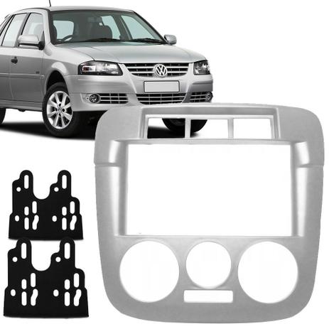 Menor preço em Moldura Painel 2 Din Vw Gol Parati Saveiro G4 Prata com Suporte - Fiamon