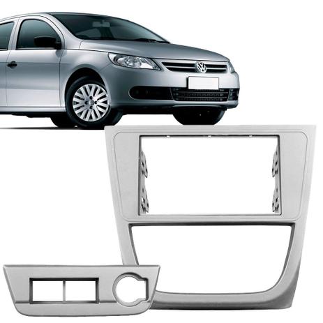 Moldura Painel 2 Din Vw Gol Saveiro Voyage G5 com Moldura para Botão Prata - Fiamon Menor preço em Moldura Painel 2 Din Vw Gol Saveiro Voyage G5 com Moldura para Botão Prata - Fiamon