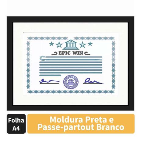 Moldura para Certificado Diploma 20x30cm Quadro Preto e Branco com Vidro - Decore pronto é boa?