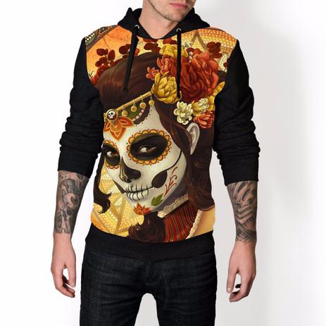 moletom com capuz with skull on back