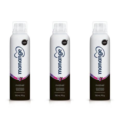 Monange Invisible Desodorante Aerosol 90g (Kit C/03) Menor preço em Monange Invisible Desodorante Aerosol 90g (Kit C/03)