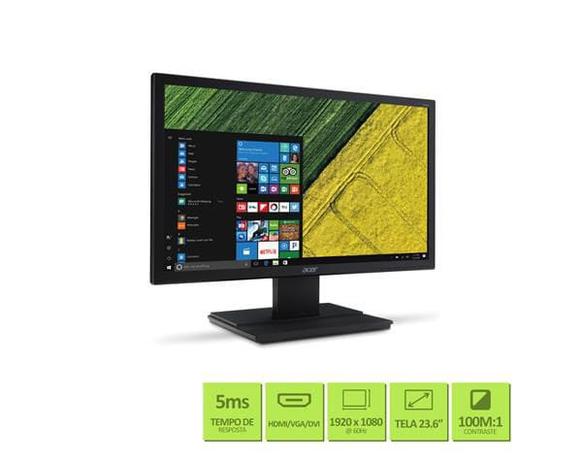 Monitor 23,8” led acer - vga - vesa - full hd - hdmi - dvi - v246hl Menor preço em Monitor 23,8” led acer - vga - vesa - full hd - hdmi - dvi - v246hl