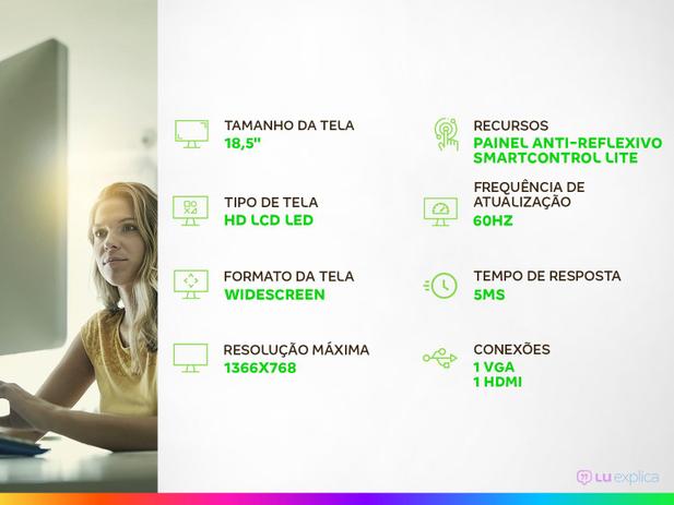 Monitor para PC Philips V Line 193V5LHSB2 - 18,5" LED Widescreen HD HDMI VGA