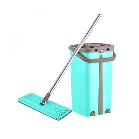 Mop flat com balde para limpeza com 2 refil em aço verde - Maxxi House Menor preço em Mop flat com balde para limpeza com 2 refil em aço verde - Maxxi House