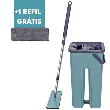 Mop Flat Tira Pó Esfregão Com Balde Lava E Seca + Refil Microfibra Boni Menor preço em Mop Flat Tira Pó Esfregão Com Balde Lava E Seca + Refil Microfibra Boni